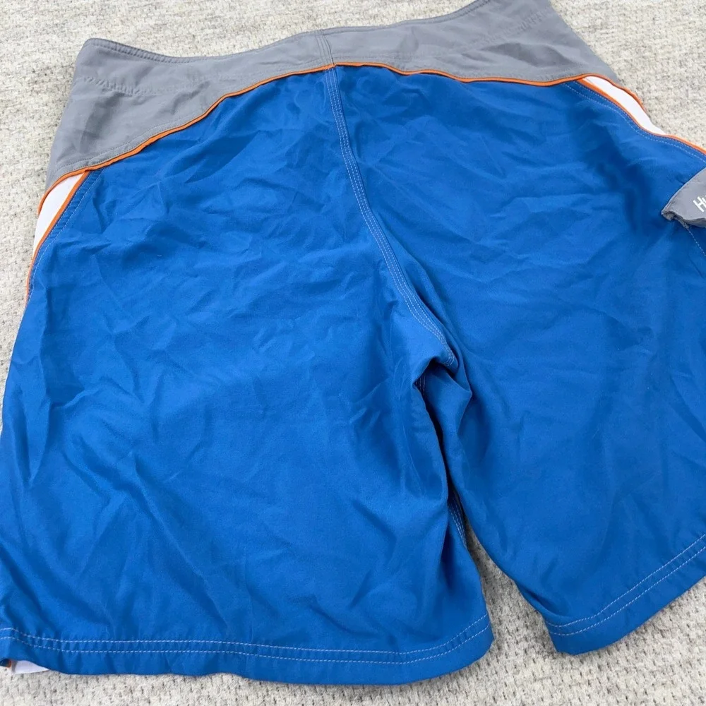 Hurley Swim Trunks Men 38 XL Gray Blue Bored Shorts Surfing‎ Spellout Adult